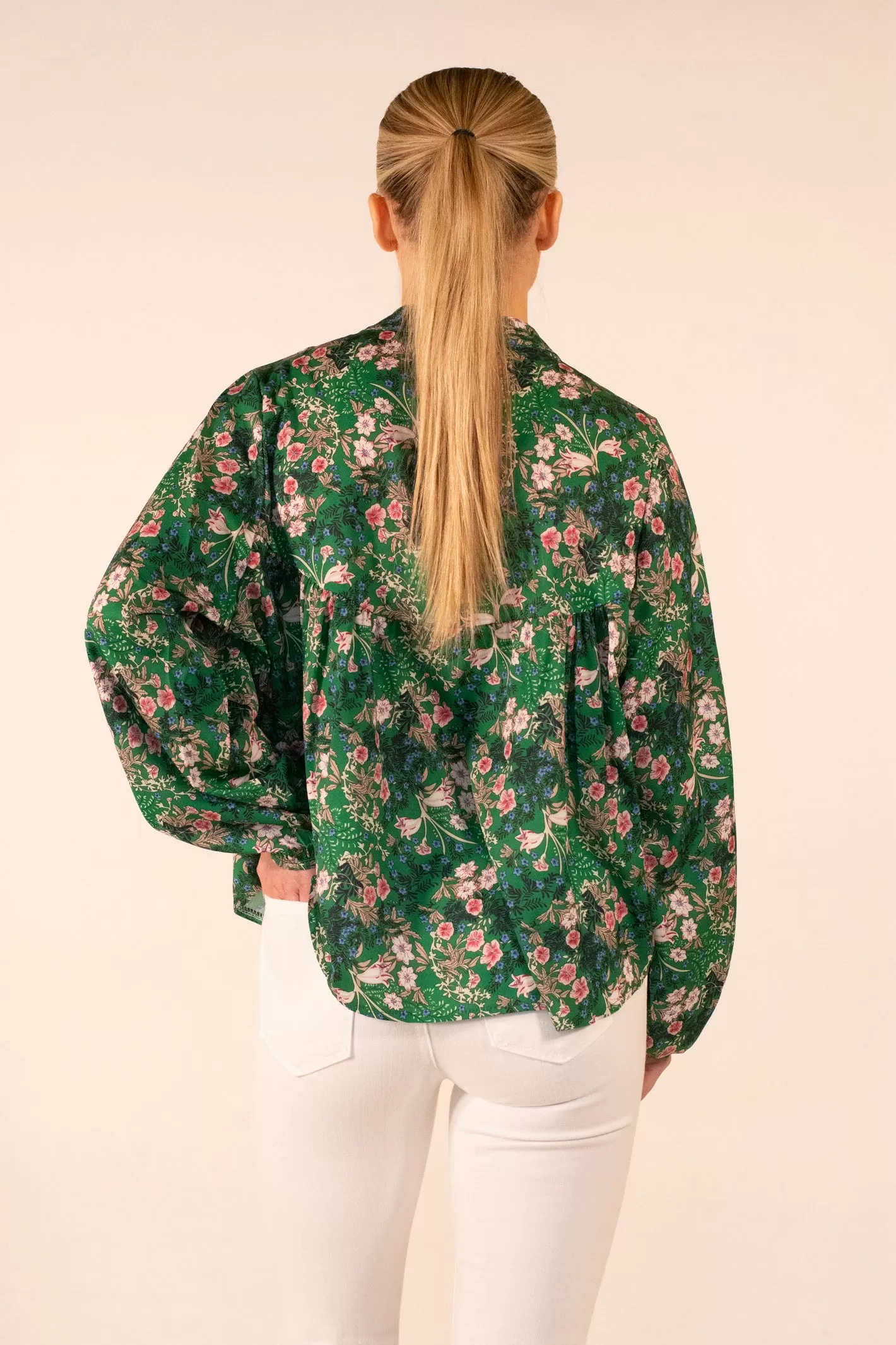 Erase the Past Green Floral Blouse