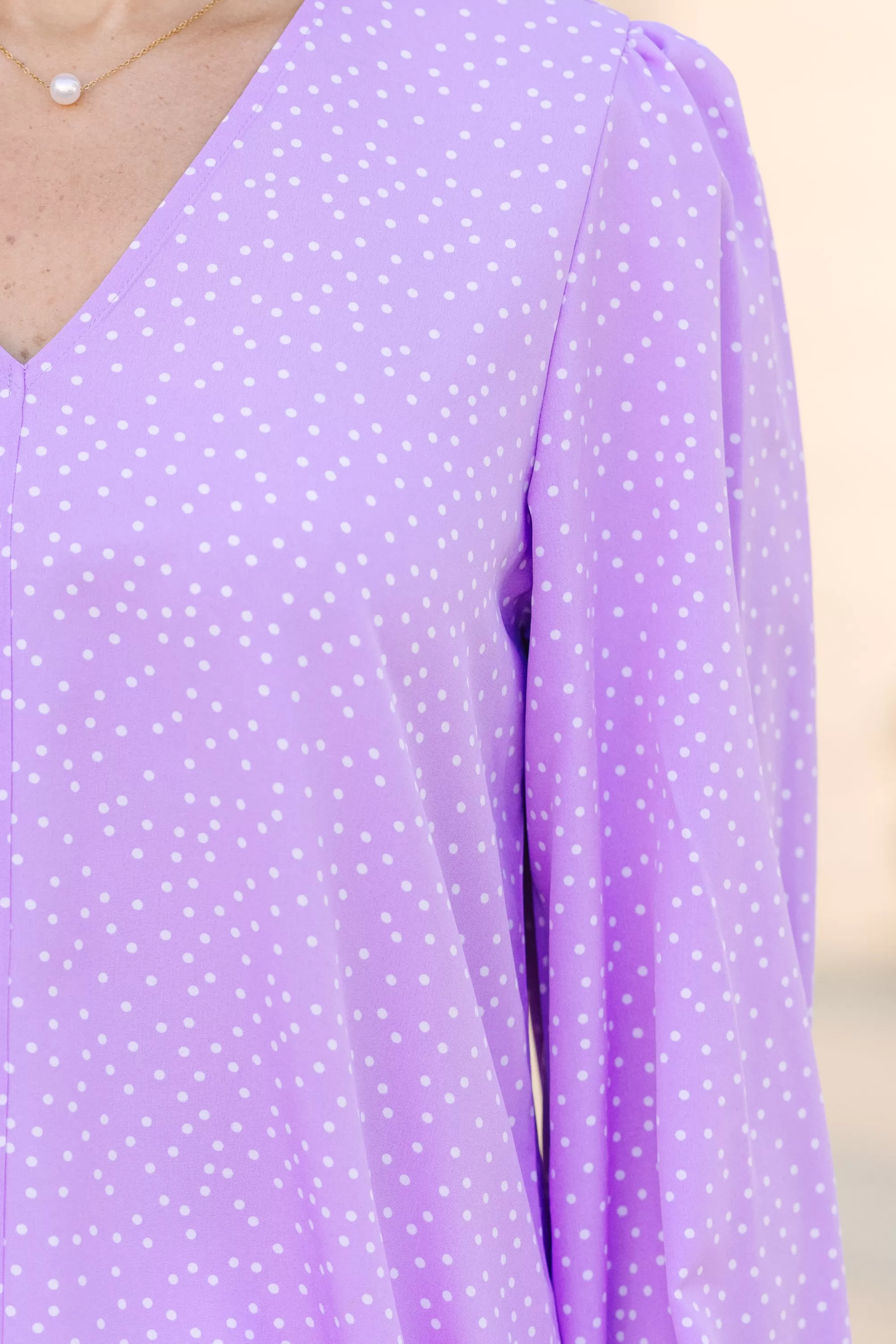 Falling For You Lavender Polka Dot Blouse