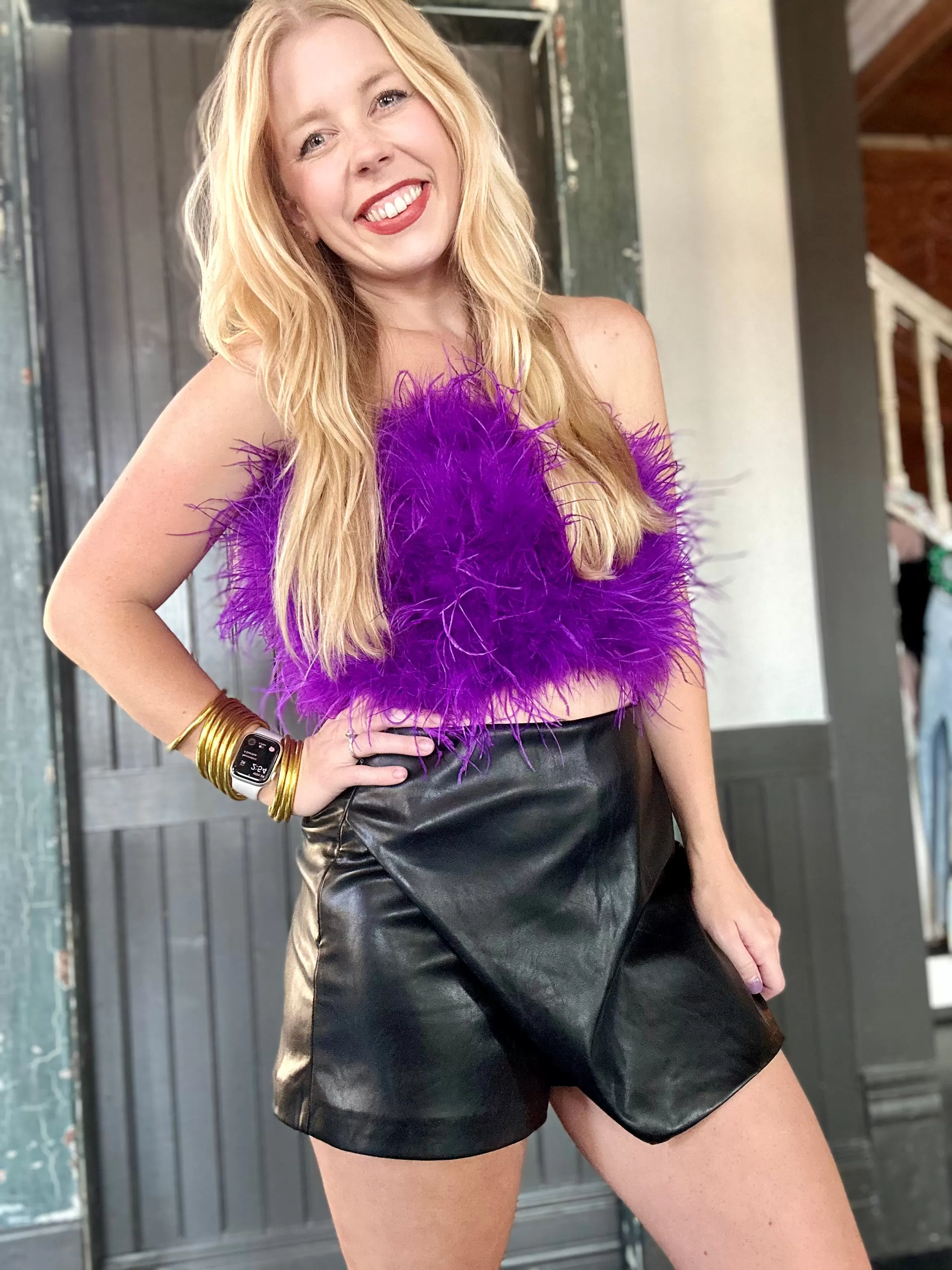 Fancy Feathered Crop Top - Purple