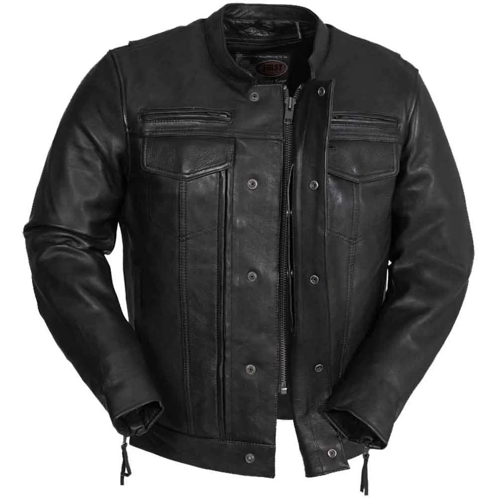 First Mfg Mens Raider Vented Leather Motorcycle Jacket Size XLARGE - Final Sale Ships Same Day