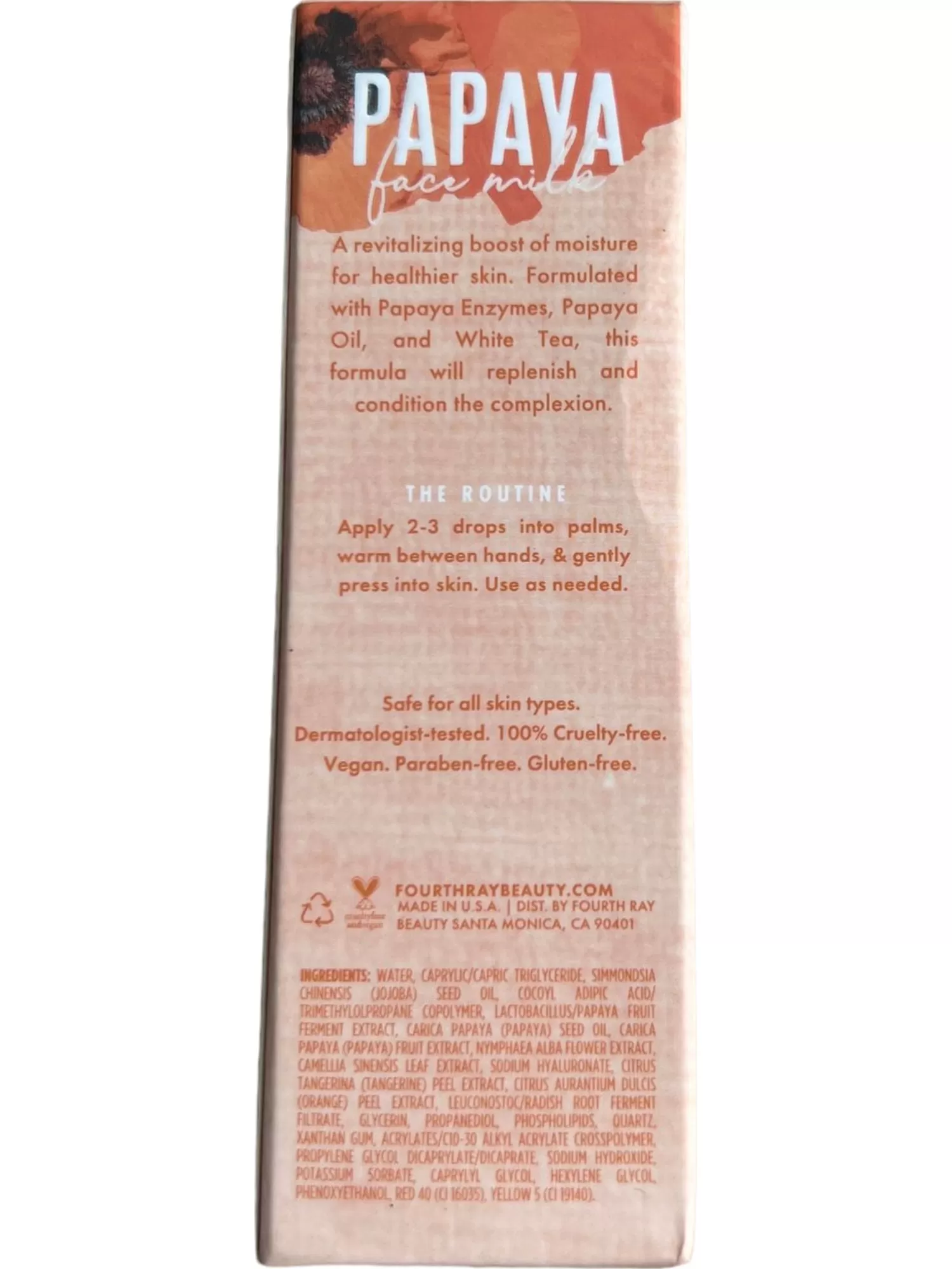 Fourth Ray Beauty Papaya Face Milk Revitalizing Moisture Booster 1 fl. oz. 30 ml