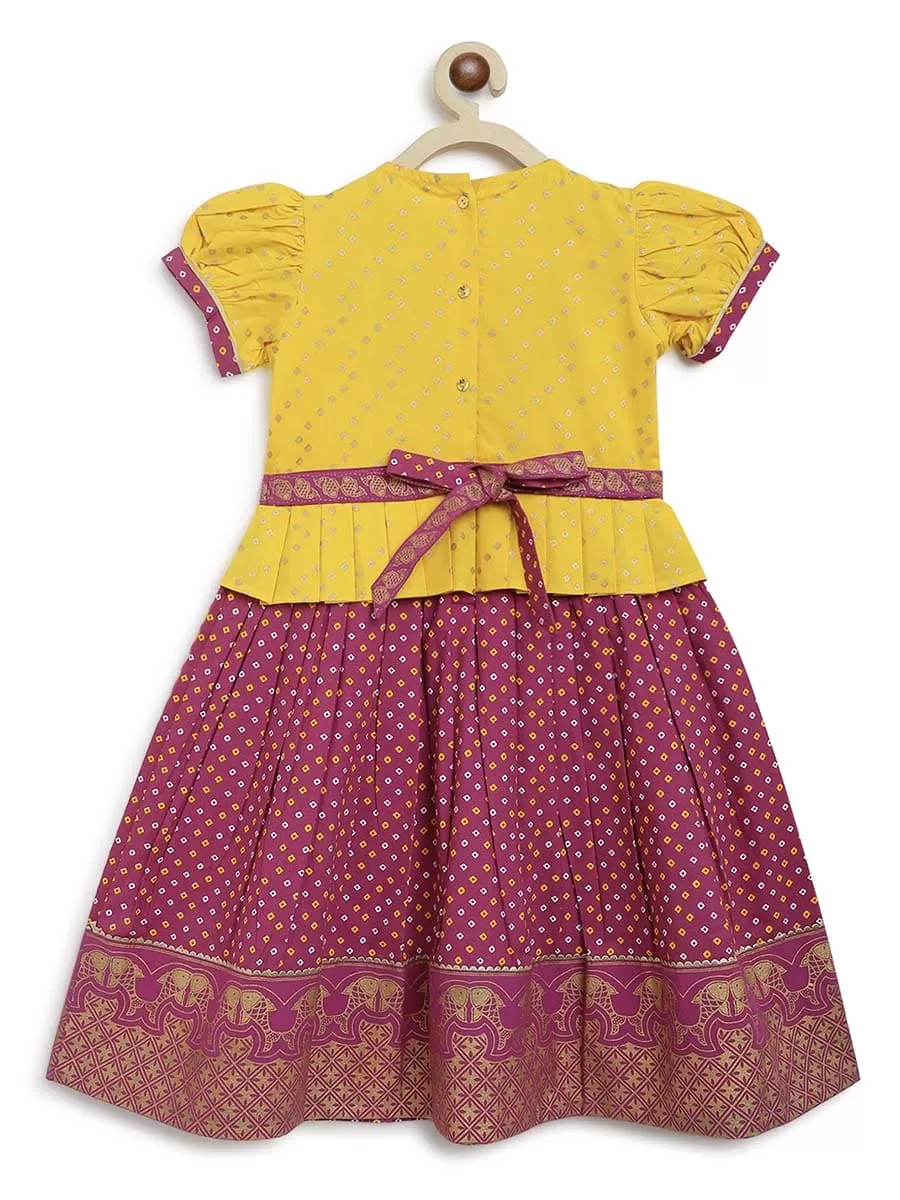 Girl Bandhani Pattu Pavdai-Purple