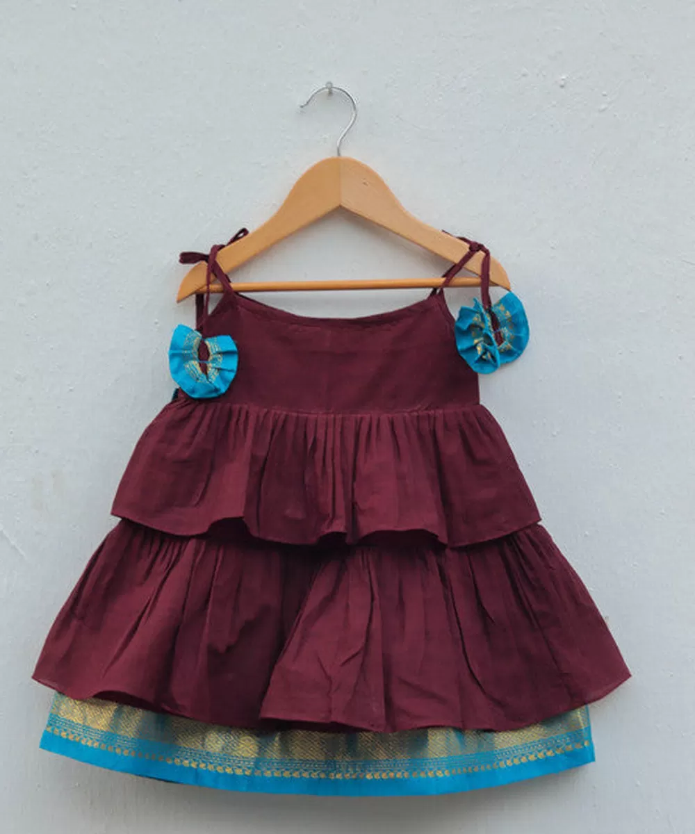 Green handwoven cotton tiered dress