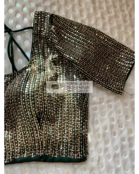 Green Sequins Blouse Piece