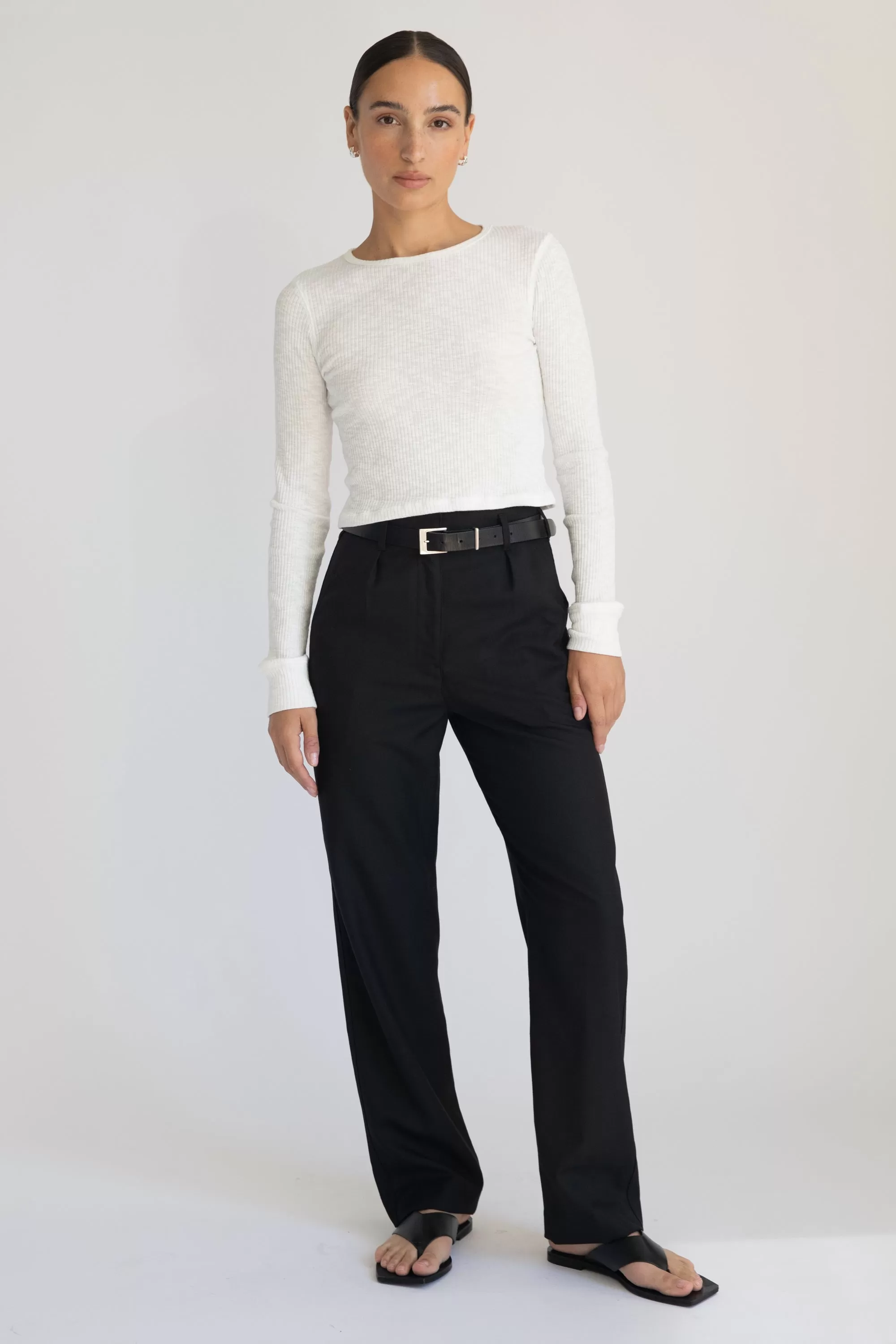 High Waisted Straight Leg Trousers