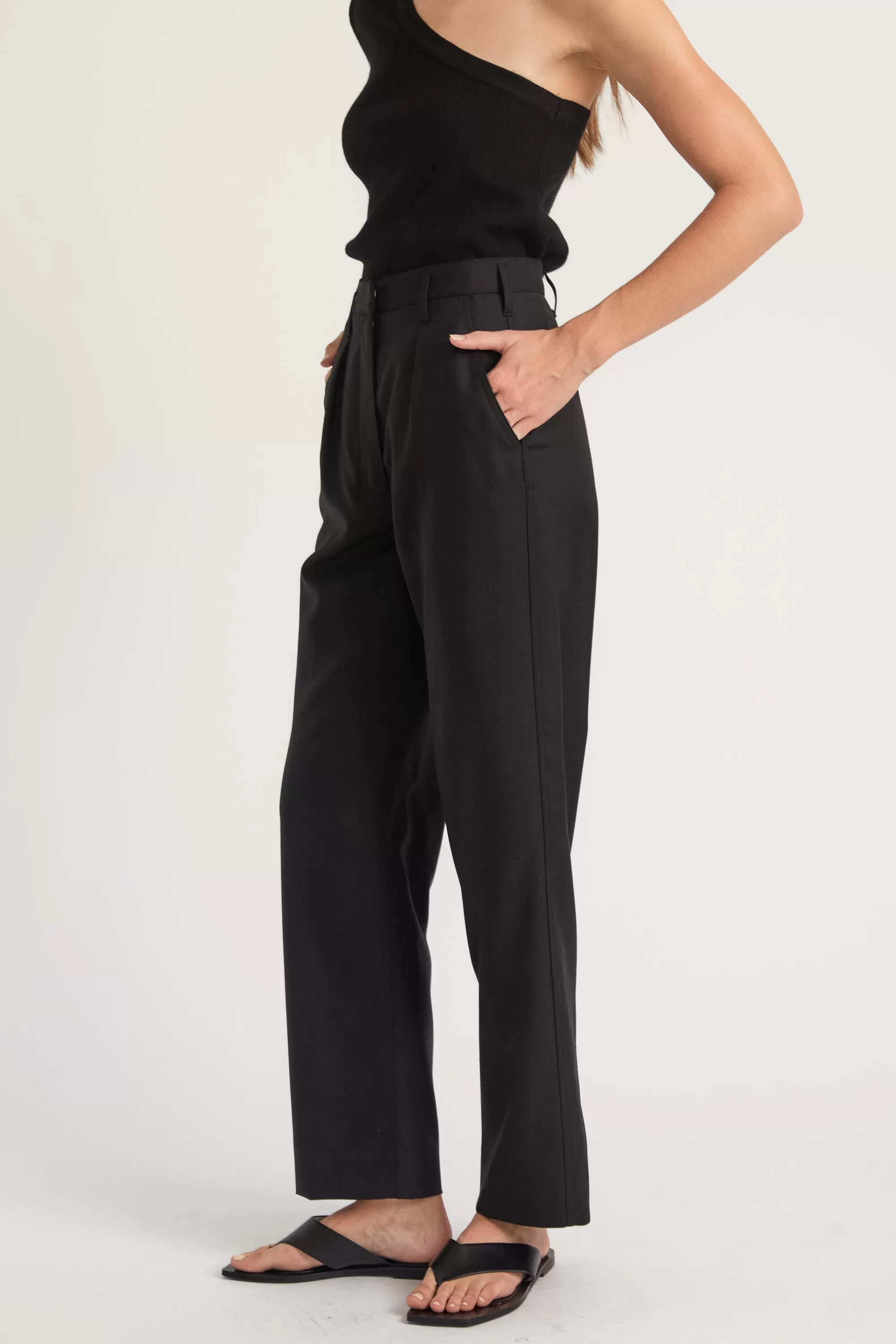 High Waisted Straight Leg Trousers