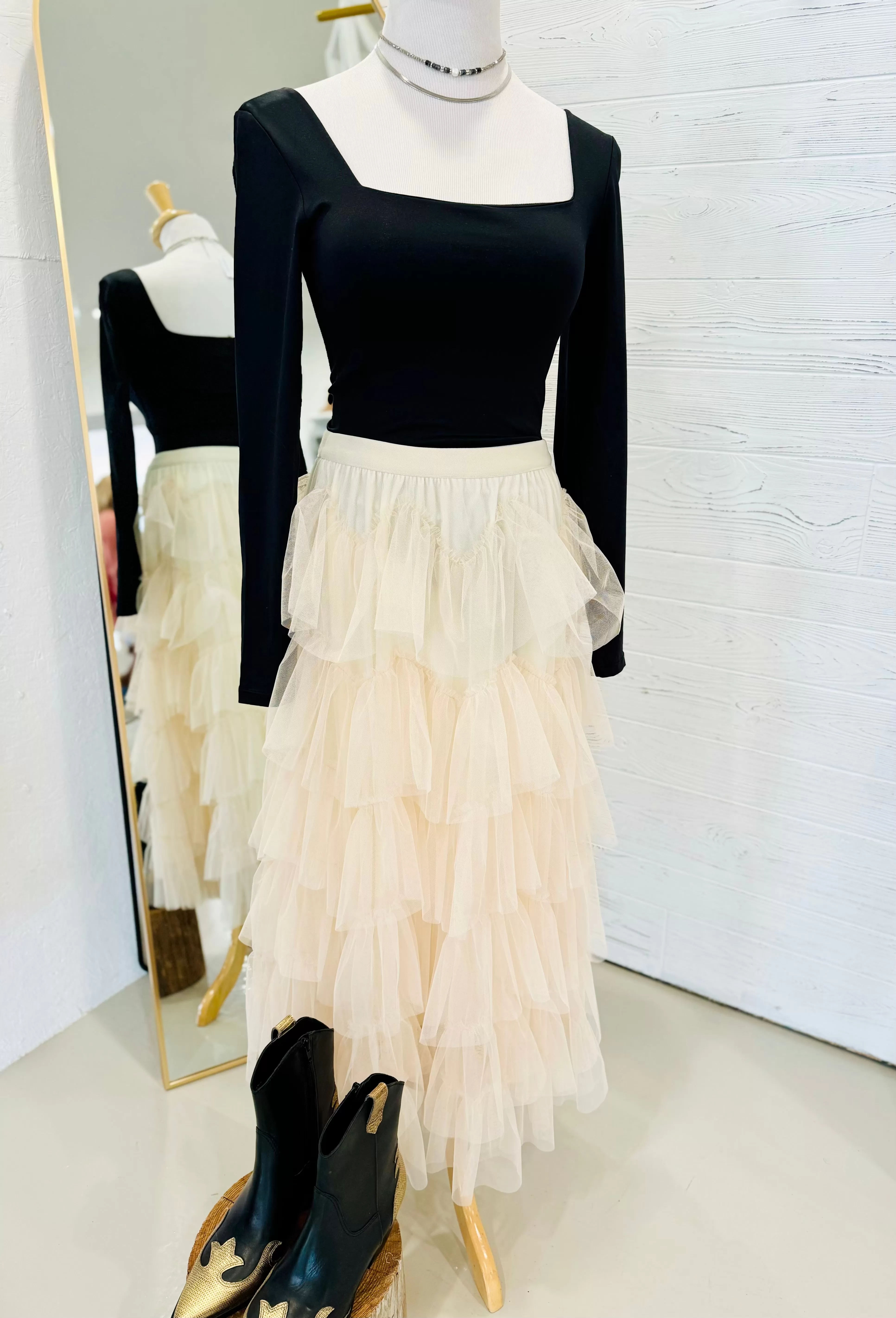 I Feel Pretty Chiffon Midi Skirt