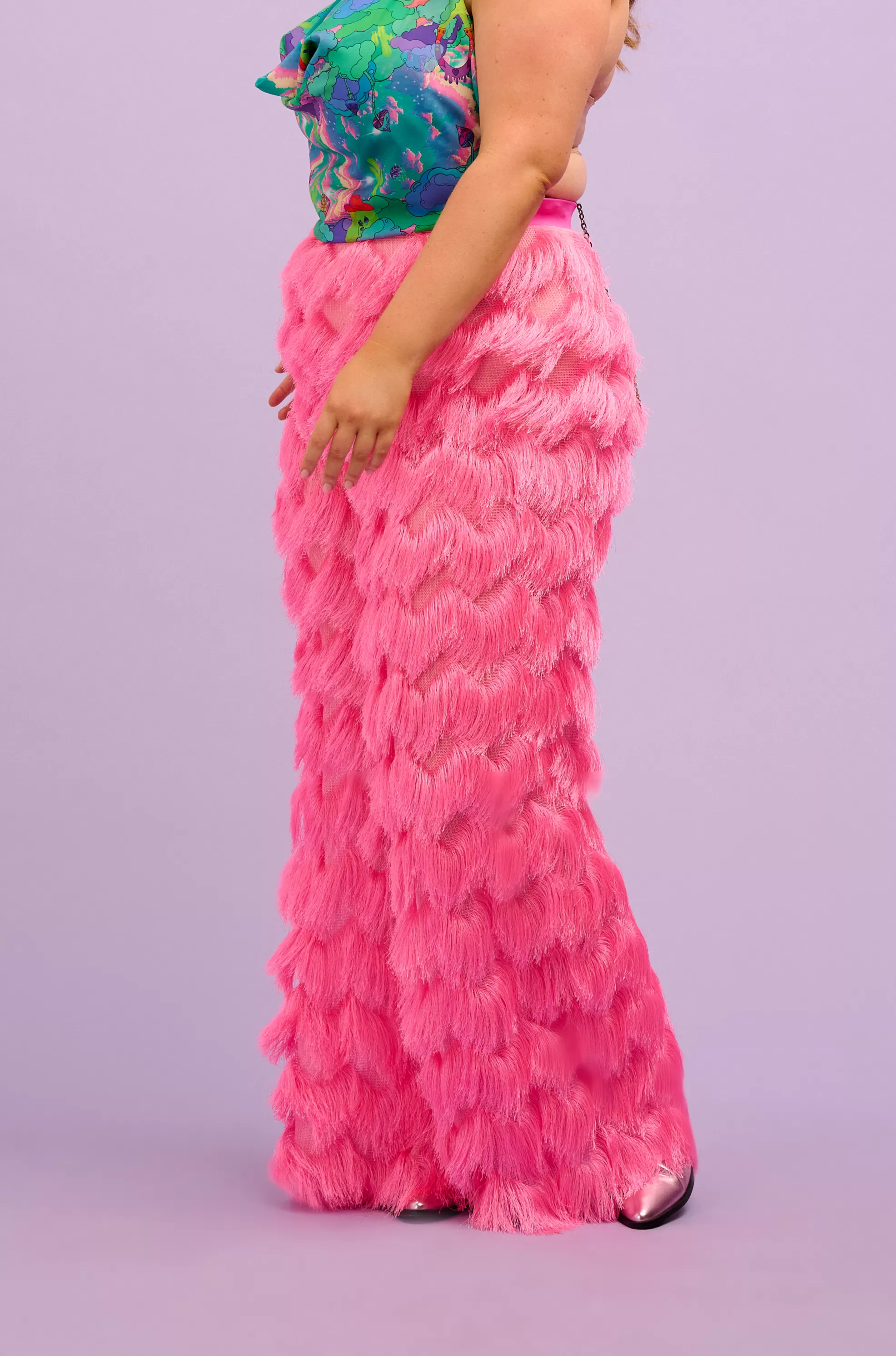 Intergalactic Rodeo - Dallas Fringed Trousers in Hot Pink