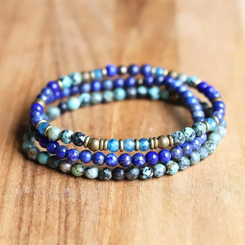 “Intuition and Change” Lapis Lazuli and African Turquoise Bracelet Set