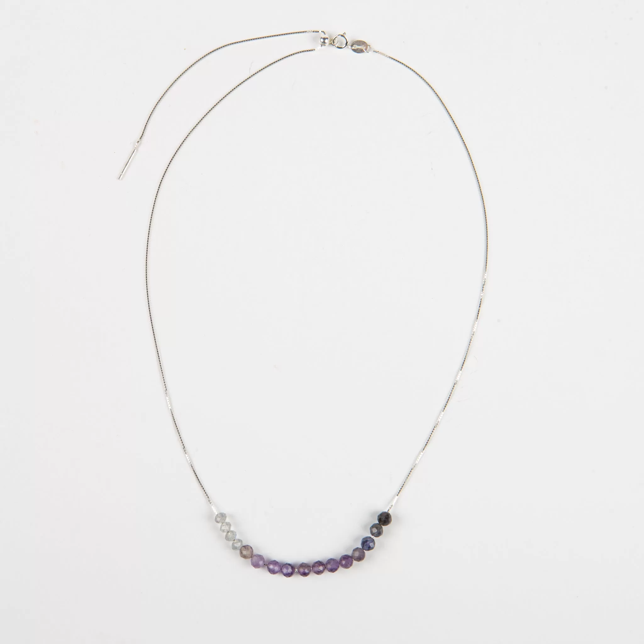 Iolite, Amethyst & Labradorite Adjustable Slide Chain Gemstone Necklace