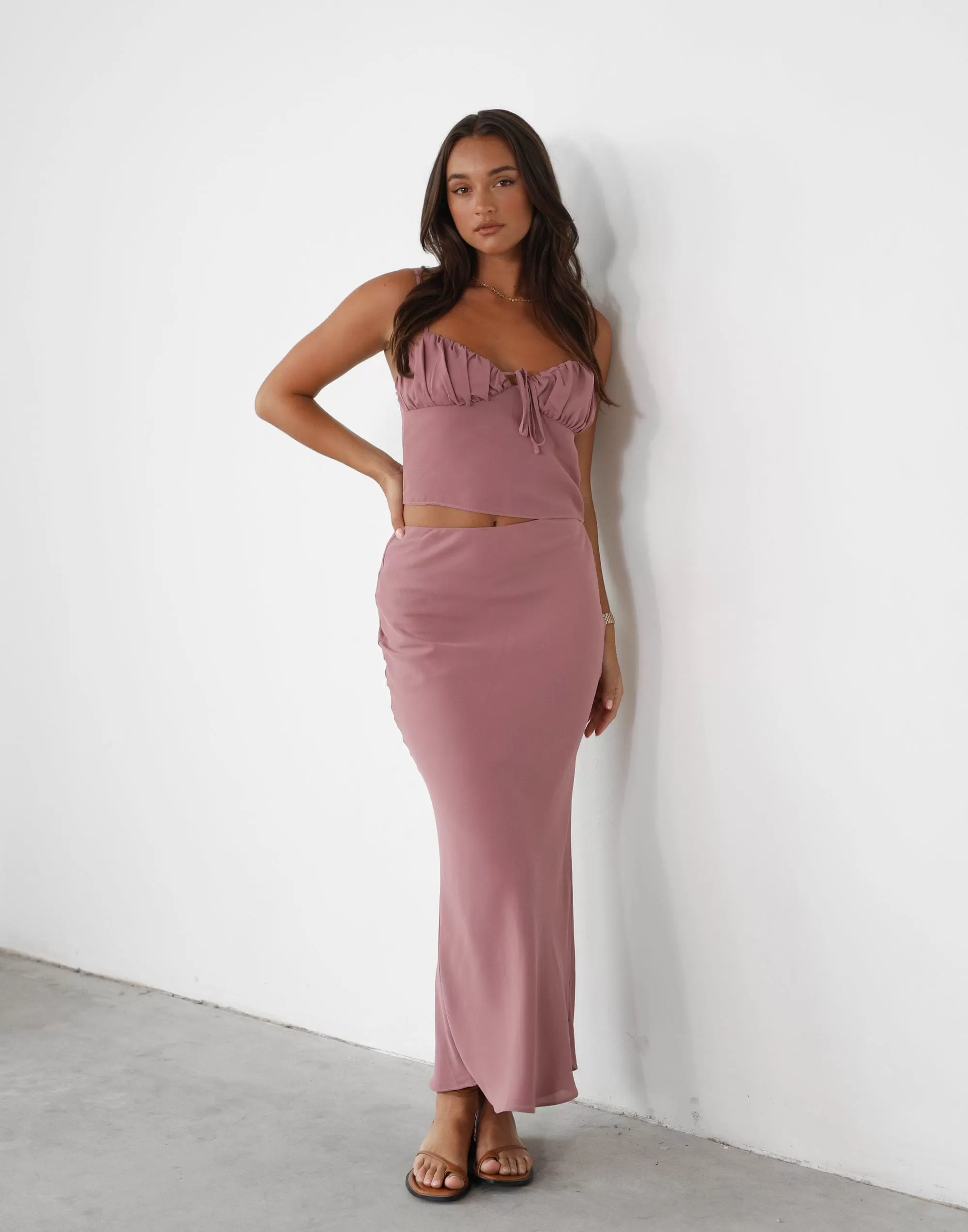 Isla Maxi Skirt (Dark Mauve)