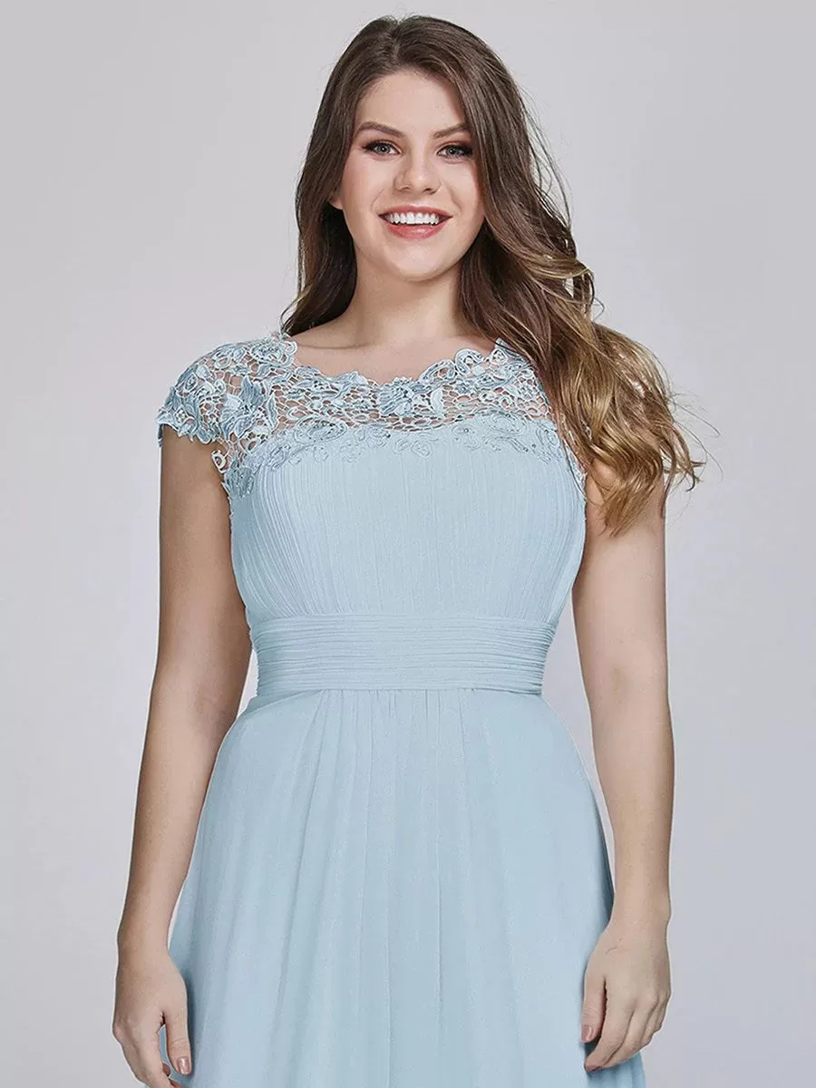 Lace Top Pleated Skirt Plus Size Evening Dresses