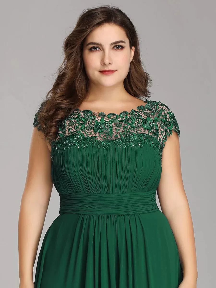 Lace Top Pleated Skirt Plus Size Evening Dresses