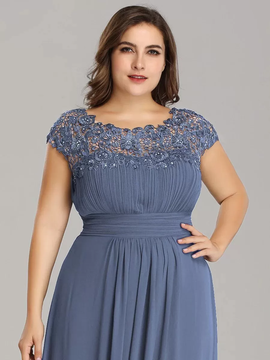 Lace Top Pleated Skirt Plus Size Evening Dresses