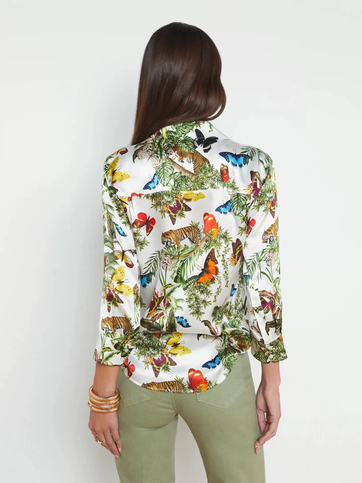 L’agence - Dani Blouse - White Multi Tiger Butterfly Jungle