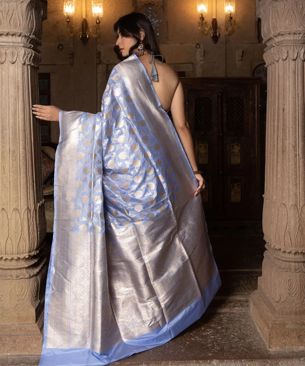 Lavendar silk banarasi handwoven saree