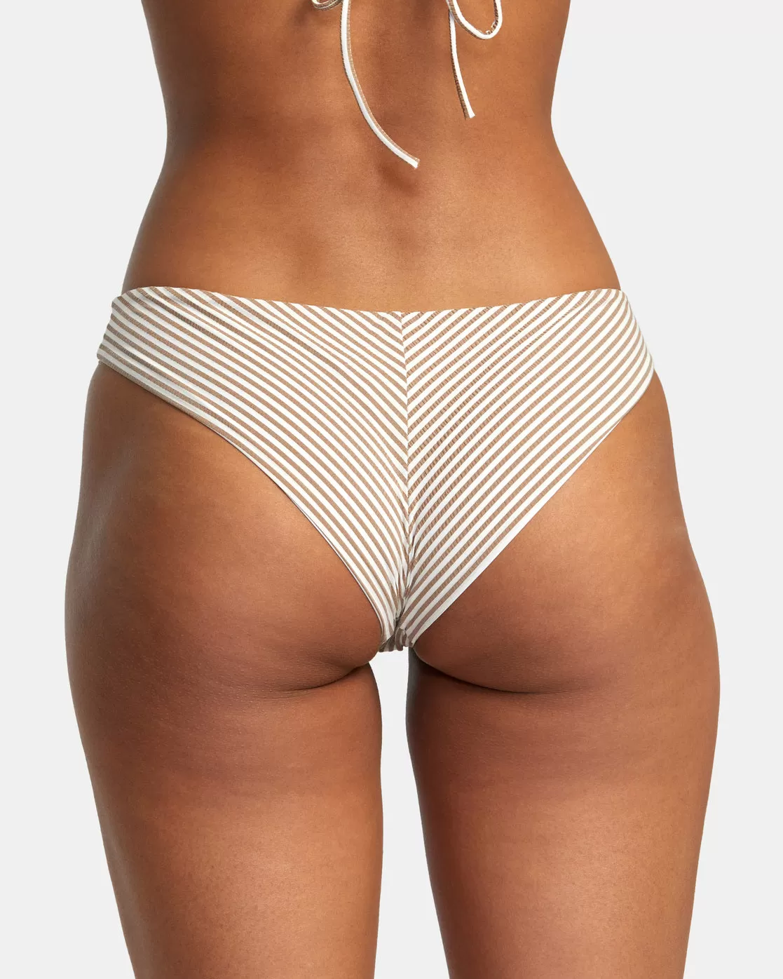 Linear Cheeky Bikini Bottoms - Workwear Brown