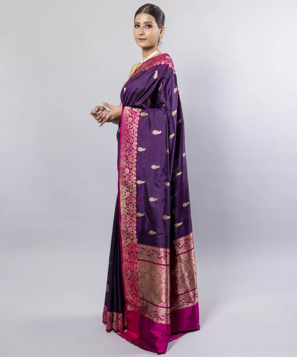 Magenta pink silk handwoven banarasi saree