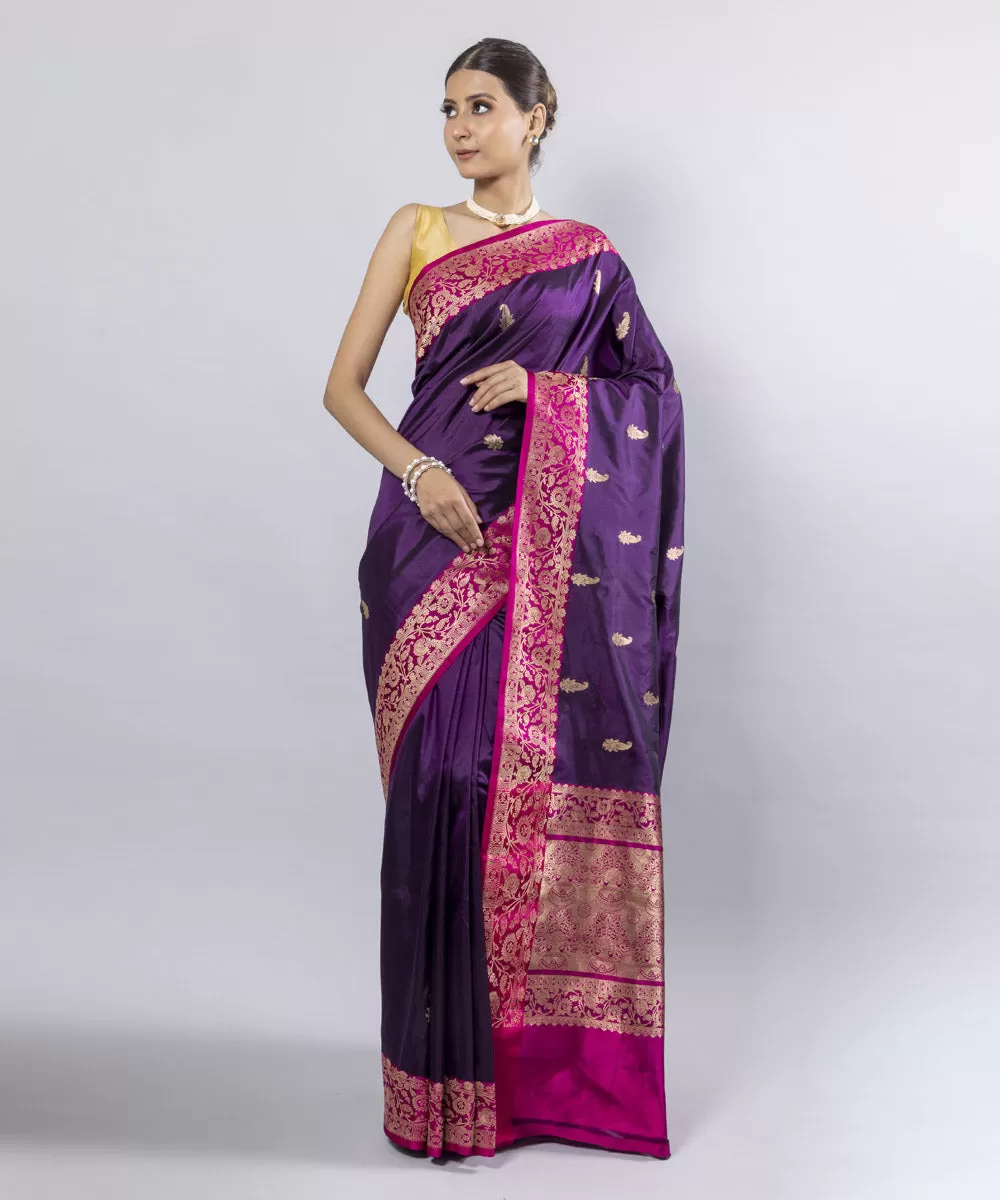 Magenta pink silk handwoven banarasi saree