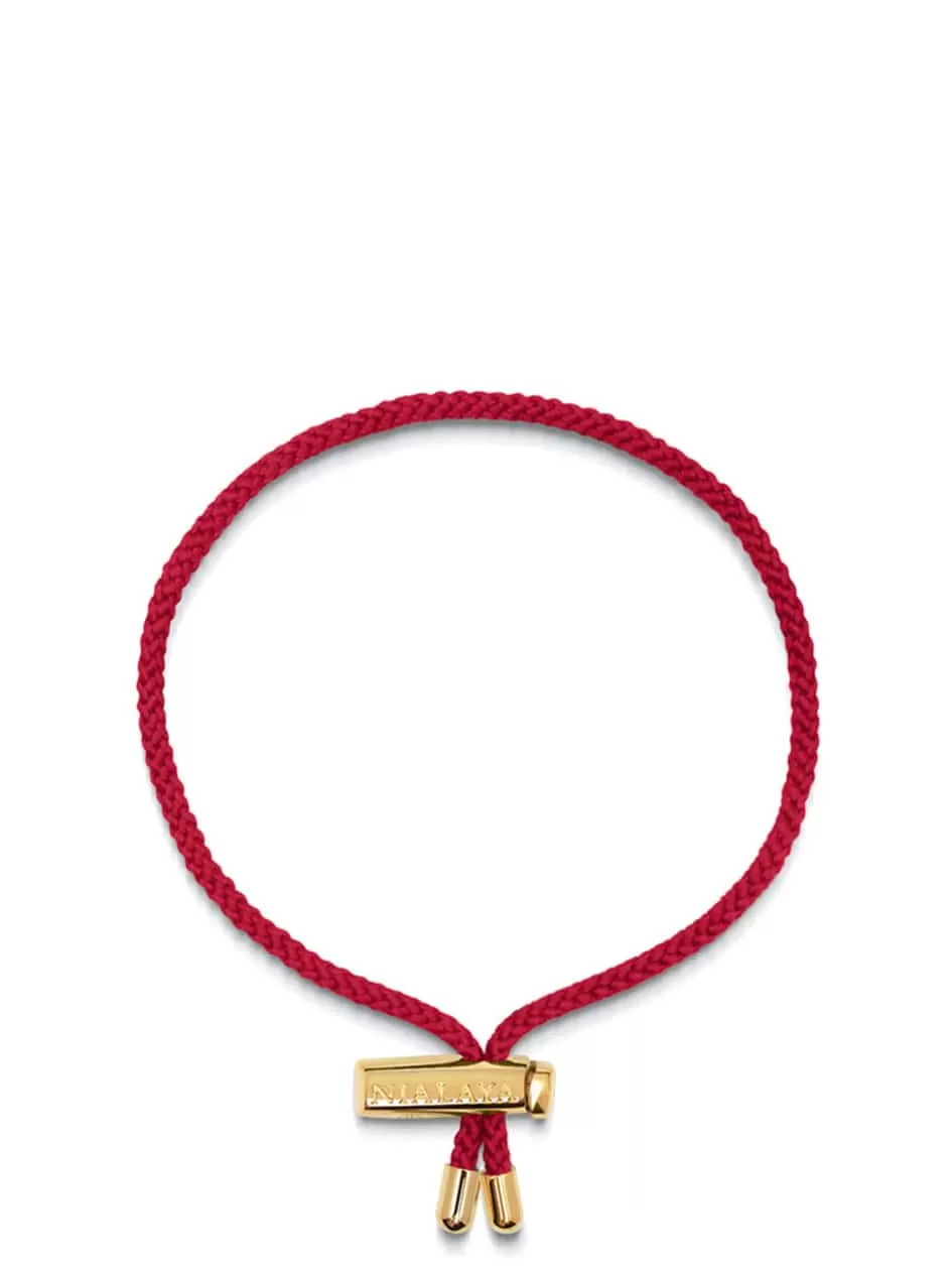 Men's Red String Bracelet with Adjustable Gold Lock