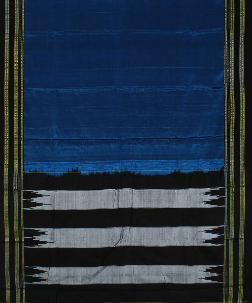 Navy blue black gayatri border cotton art silk handloom ilkal saree