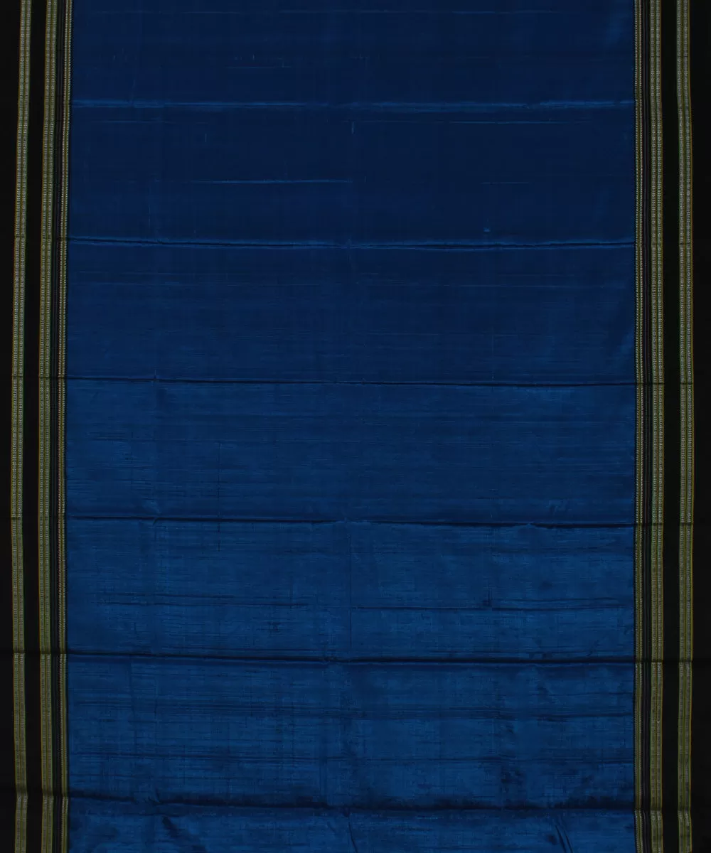 Navy blue black gayatri border cotton art silk handloom ilkal saree