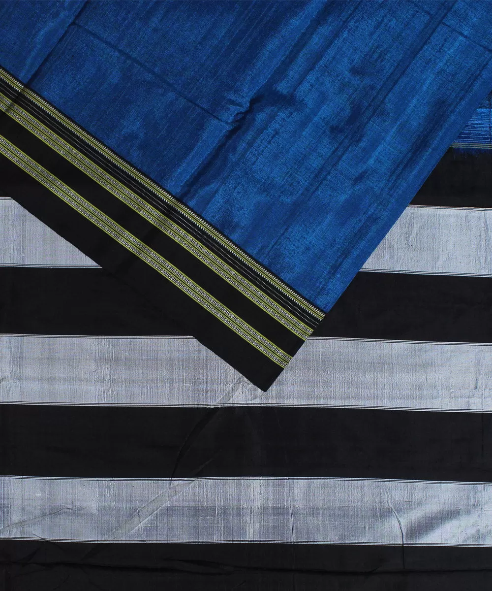 Navy blue black gayatri border cotton art silk handloom ilkal saree