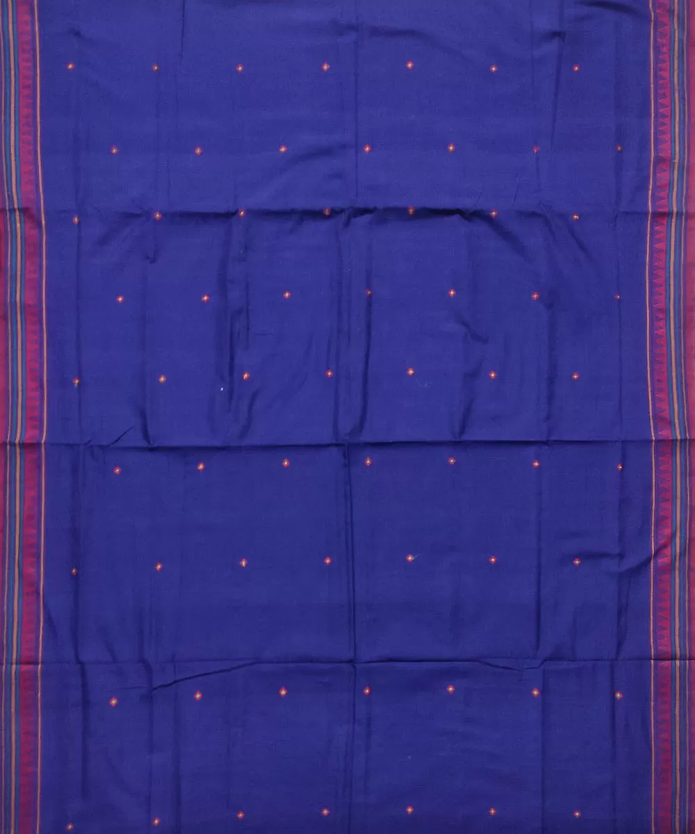 Navy blue red cotton handloom dongoria saree