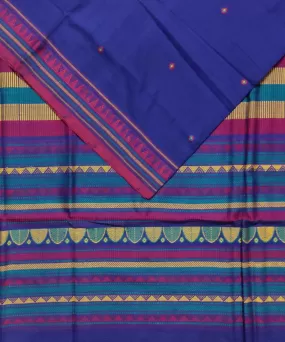 Navy blue red cotton handloom dongoria saree