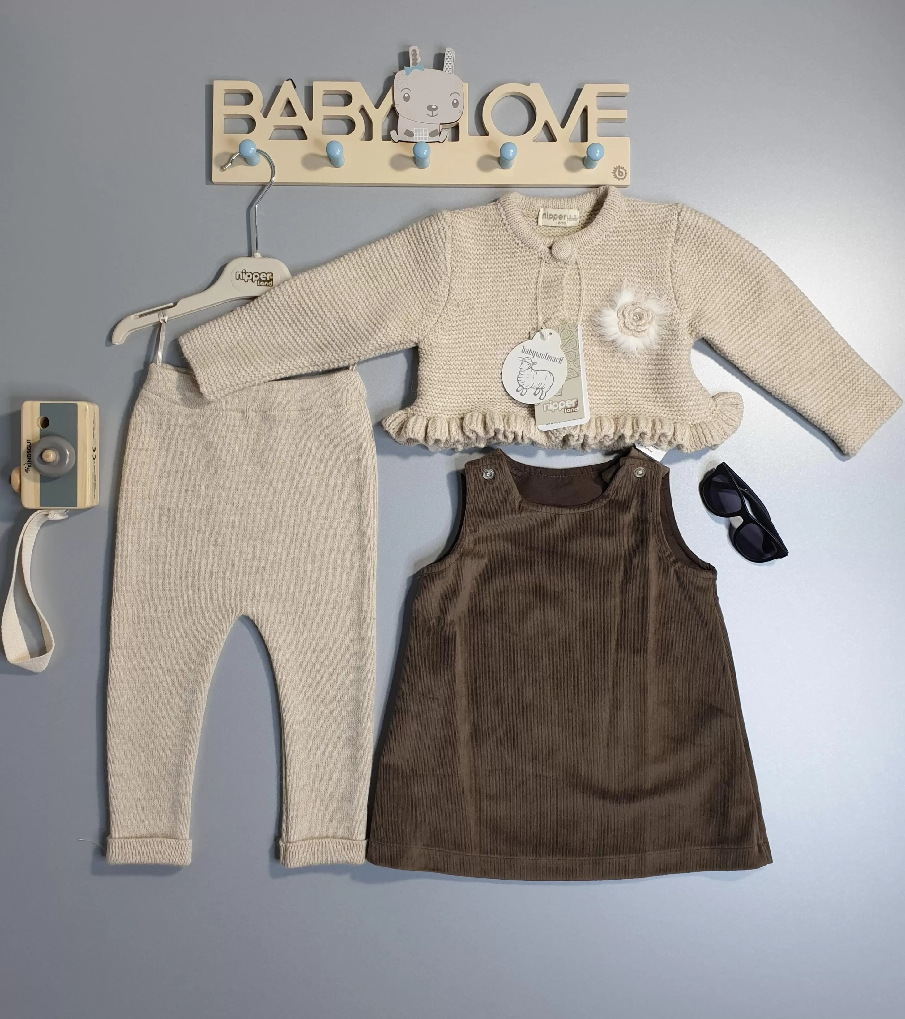 Nipperland baby set 3 tlg.-Strickjacke Samtkleid Strickhose 12-18 Monat (80-86) -6466