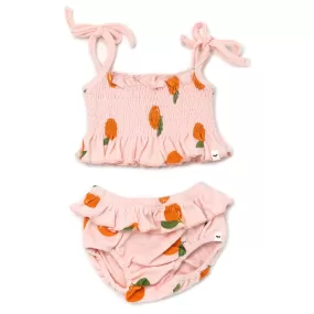 oh baby! Sunsuit Set Terry - Oranges Print - Pale Pink