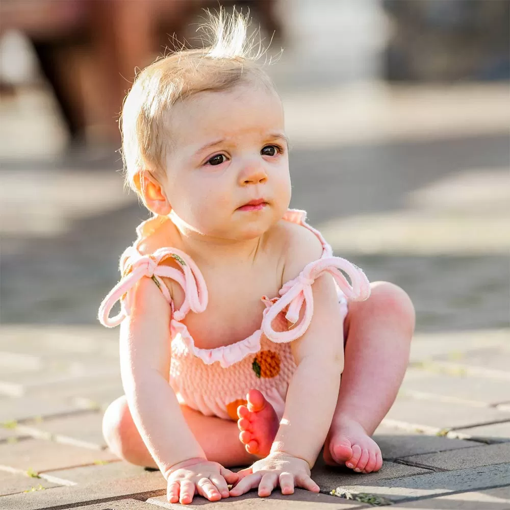 oh baby! Sunsuit Set Terry - Oranges Print - Pale Pink