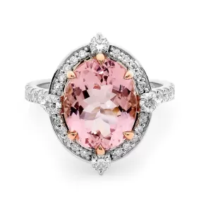 Oval Cut Morganite and Diamond Ring