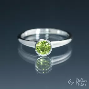 Peridot Full Bezel Minimal Stacking Ring