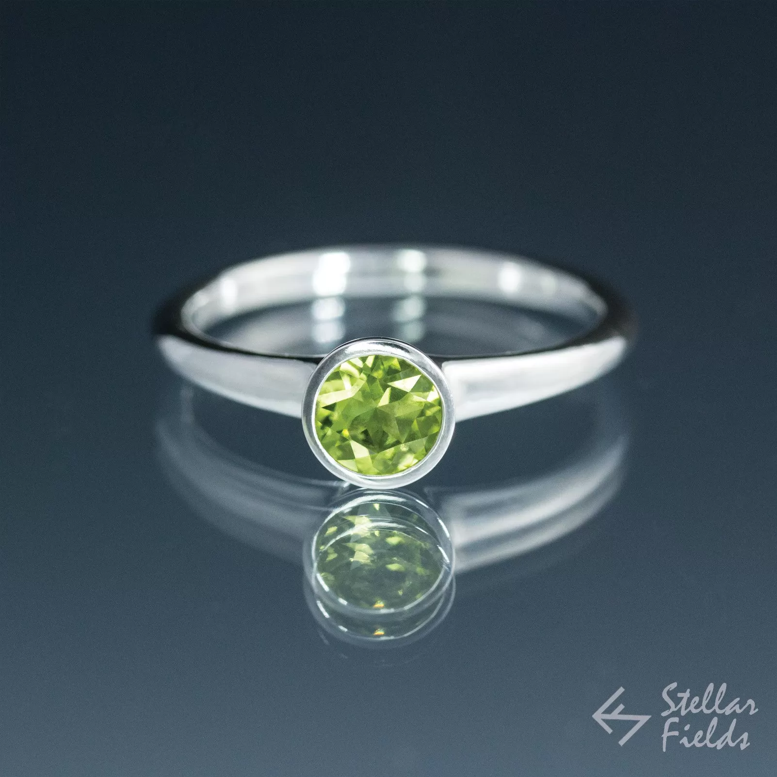 Peridot Full Bezel Minimal Stacking Ring