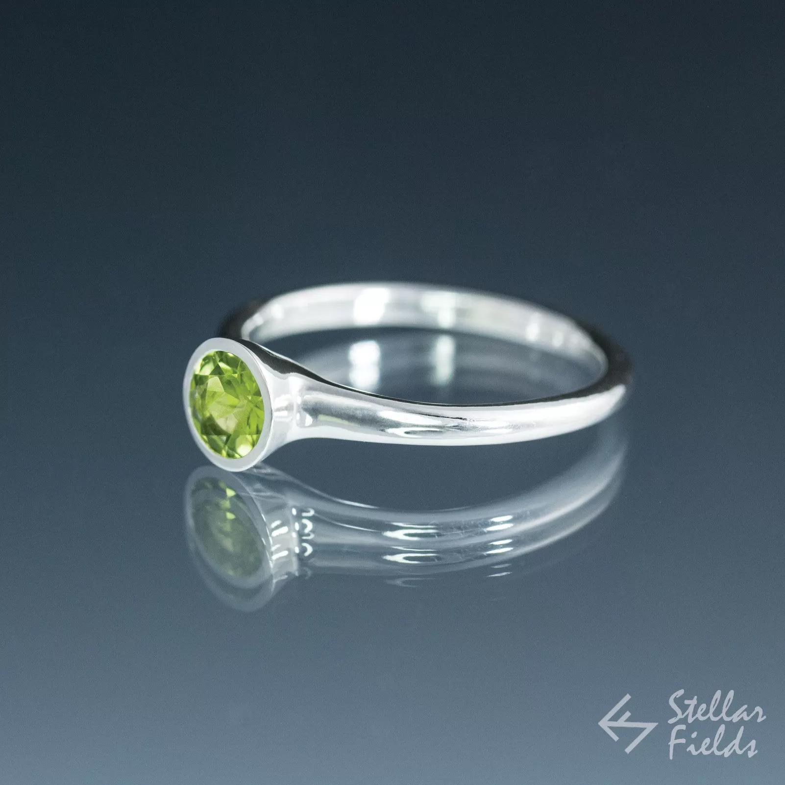 Peridot Full Bezel Minimal Stacking Ring