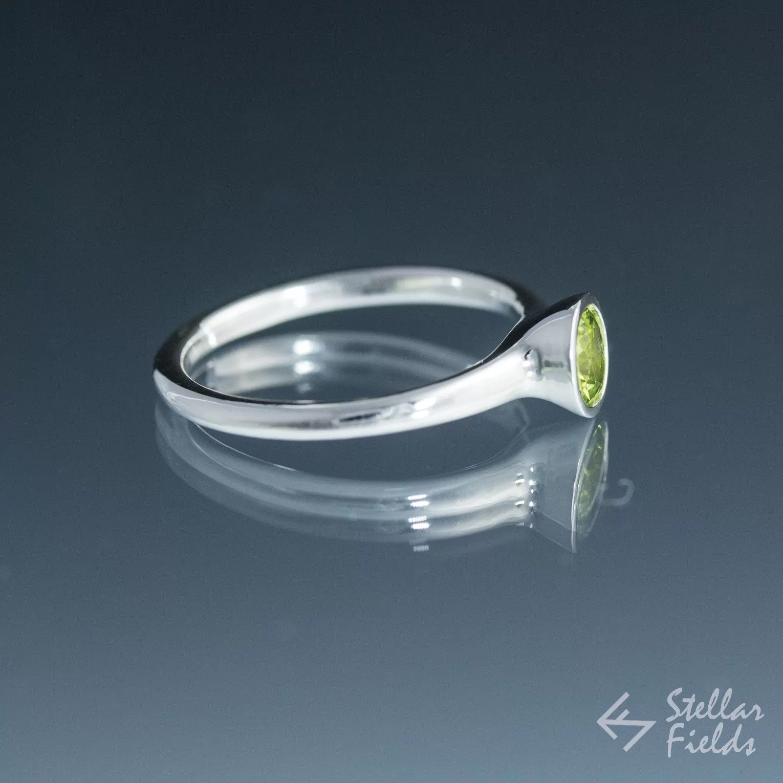 Peridot Full Bezel Minimal Stacking Ring