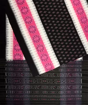 Pink black cotton handloom nuapatna saree