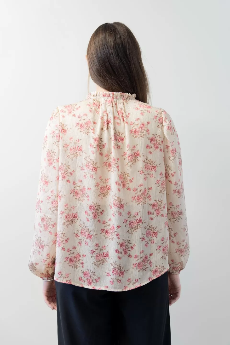 Poetic Ivory Rose Blouson Sleeve Top