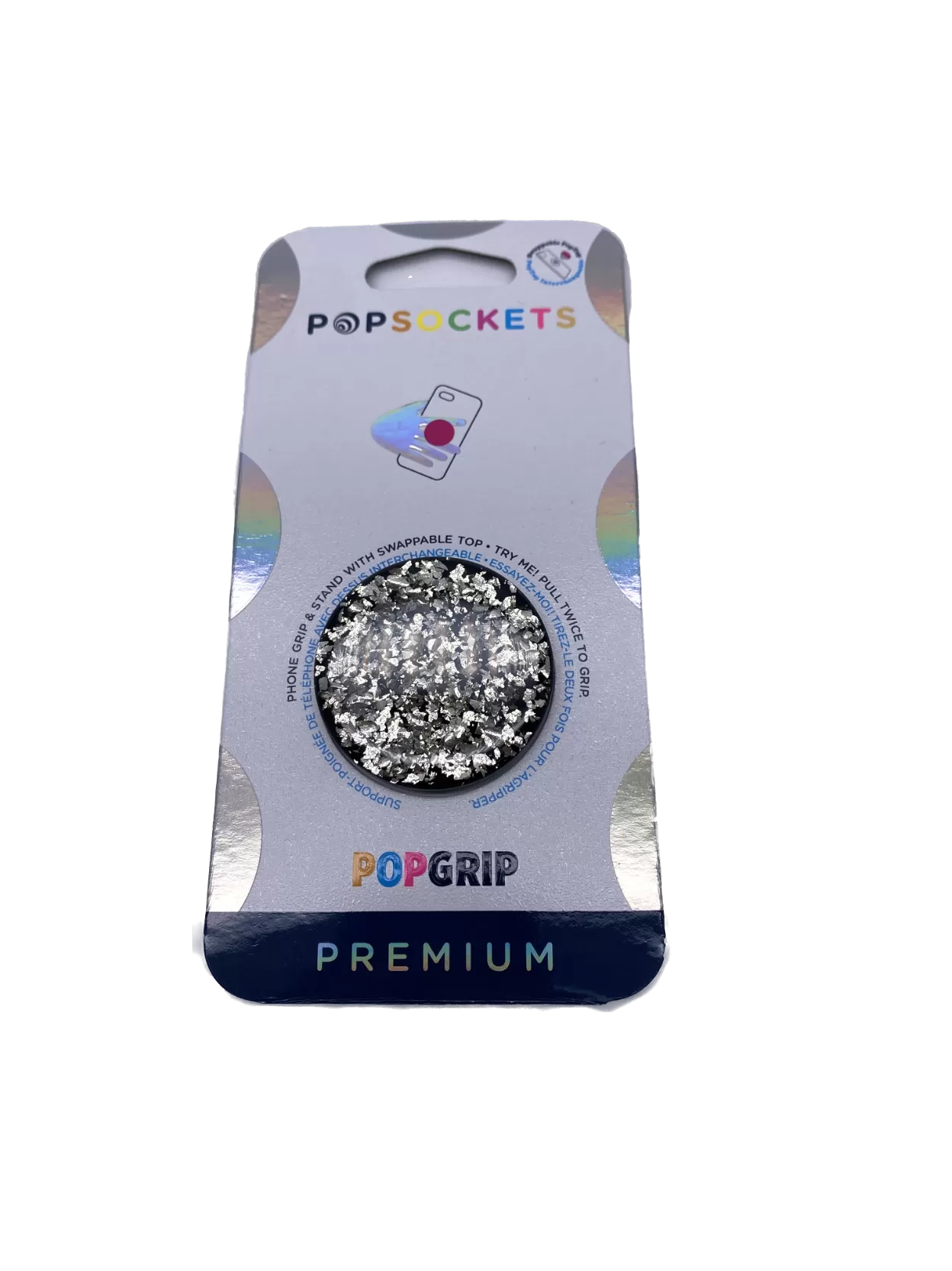 Pop Sockets Metallic Foil Confetti Silver Pop Socket One Size