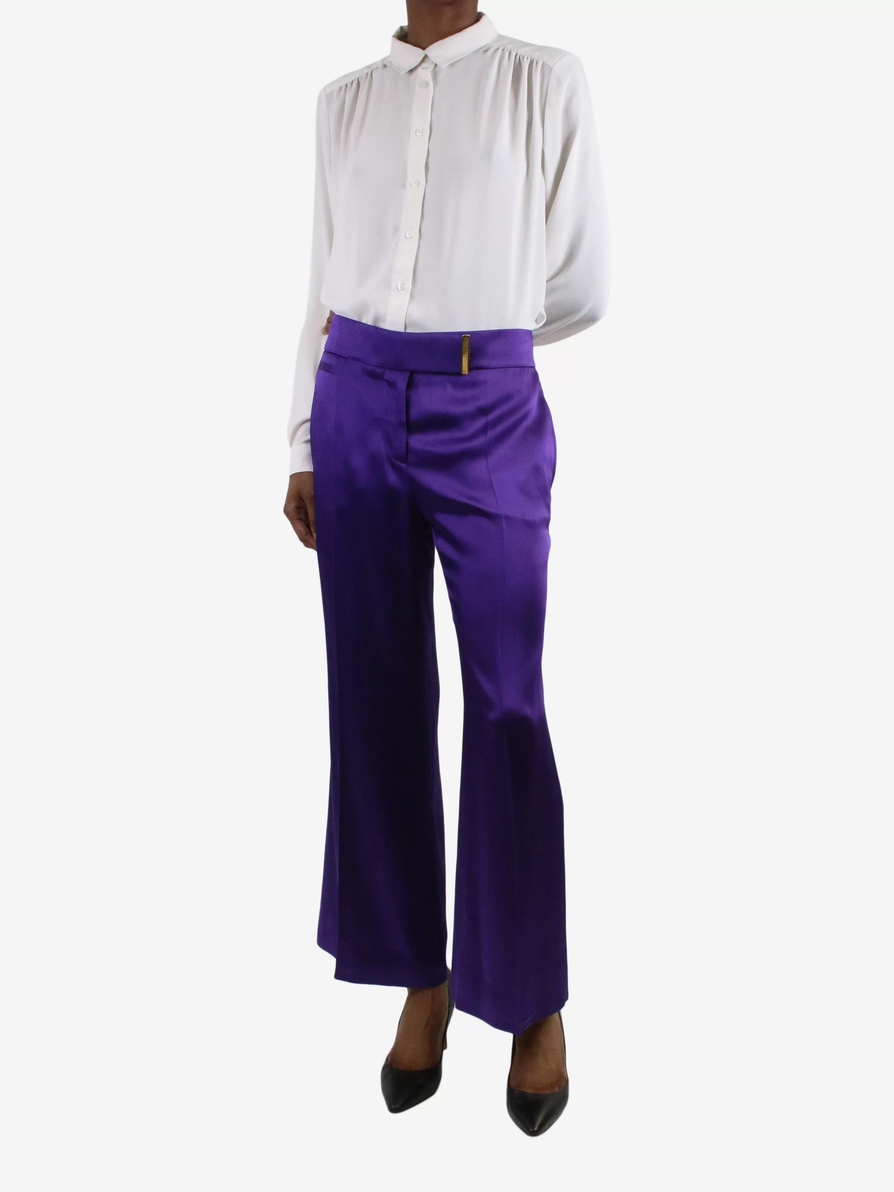 Purple satin trousers - size IT 38