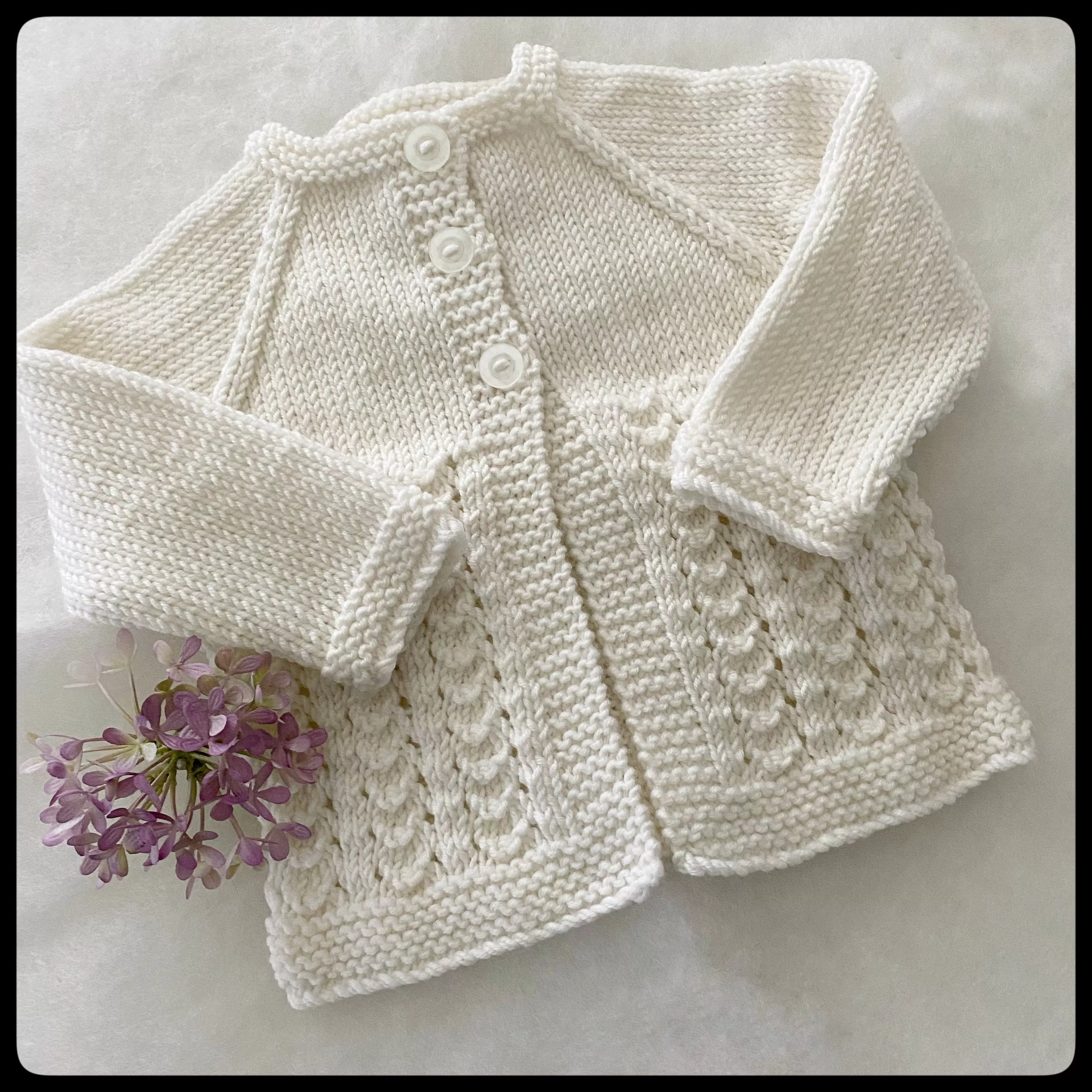 "Little Jo" hand knit merino baby cardigan