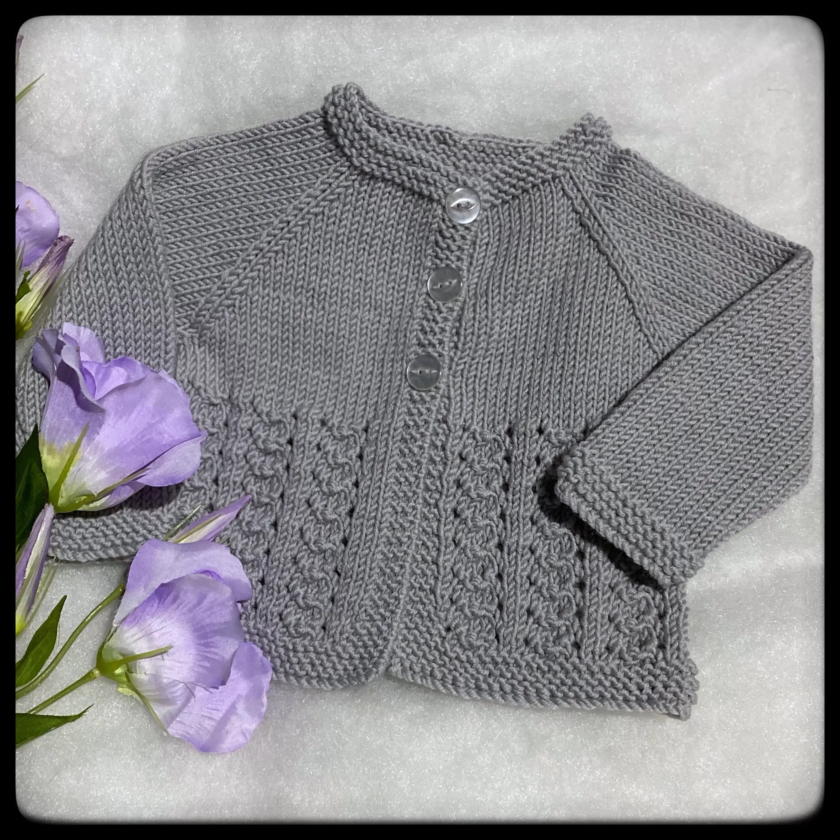 "Little Jo" hand knit merino baby cardigan