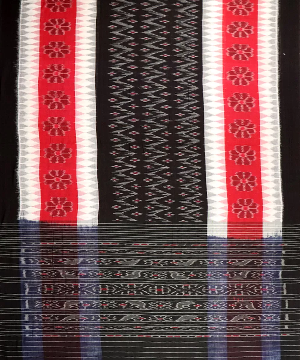 Red black handloom nuapatna cotton saree