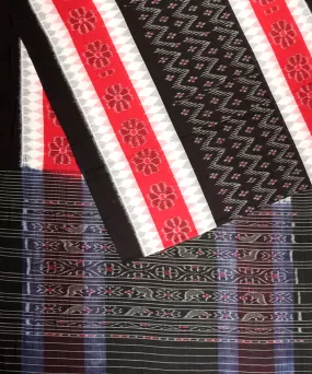 Red black handloom nuapatna cotton saree