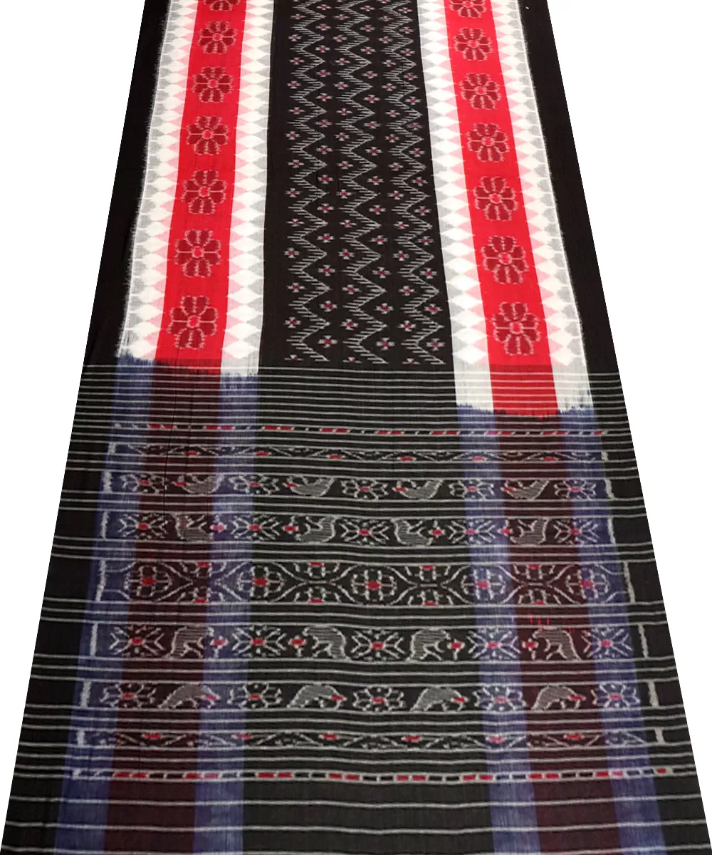 Red black handloom nuapatna cotton saree