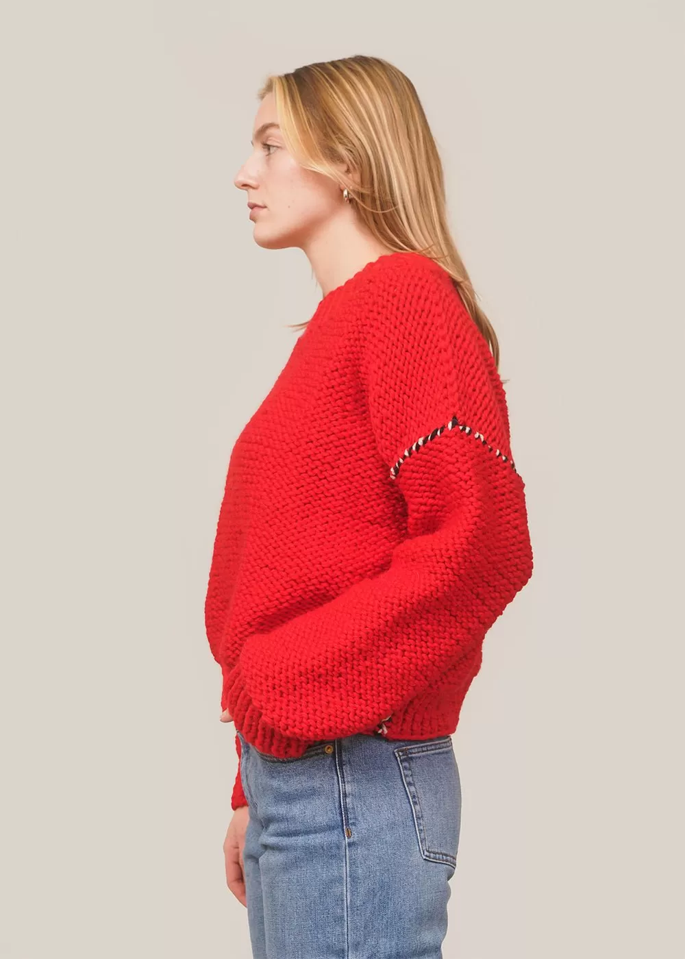 Red Deconstructed Sweater