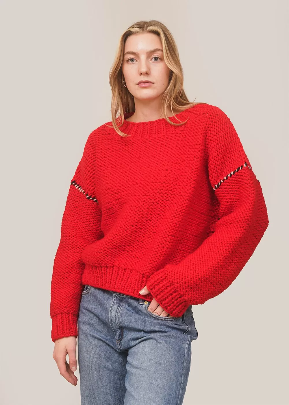 Red Deconstructed Sweater