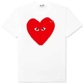 Red Emblem Small Eyes T-Shirt - White