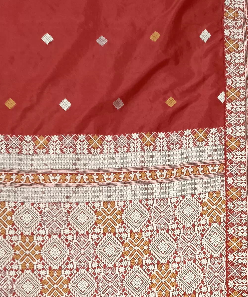 Red yellow silk handloom assam saree